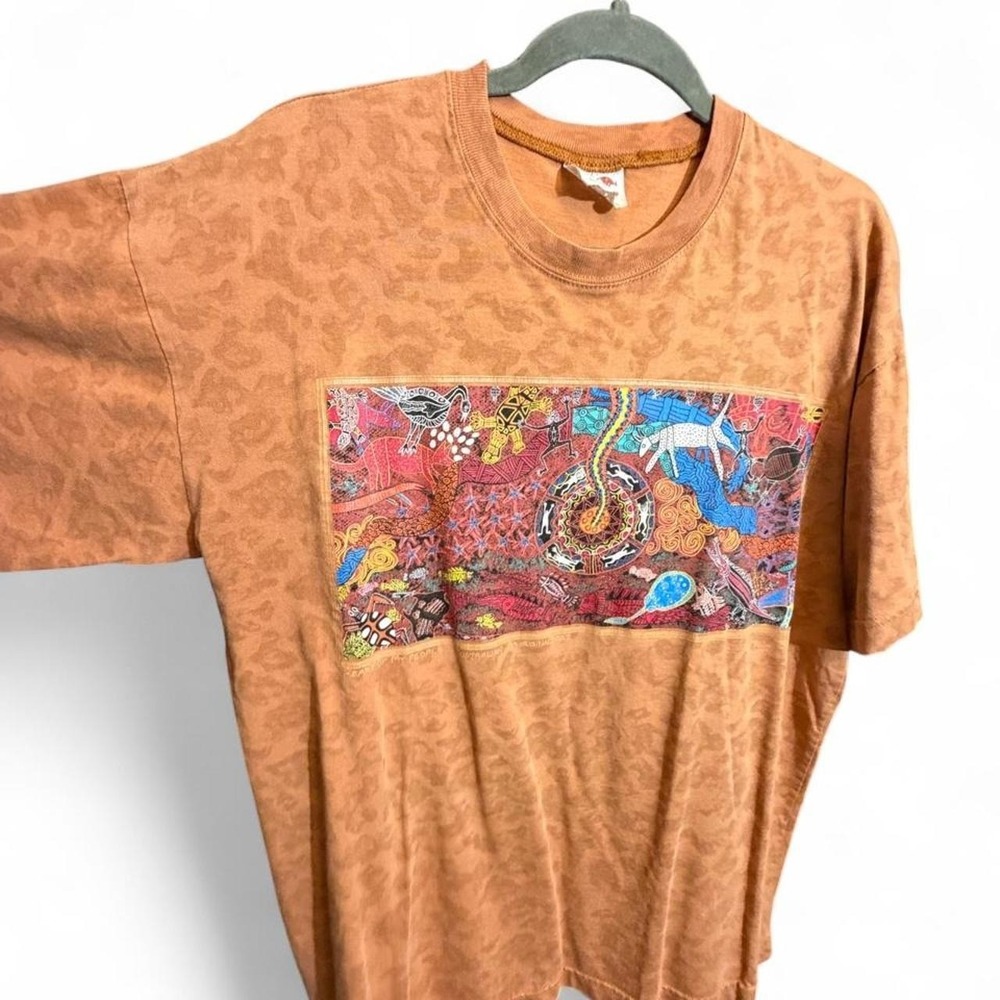 Vintage Bulurru Australian Aboriginal Art Men's Tshirt Sz Large
